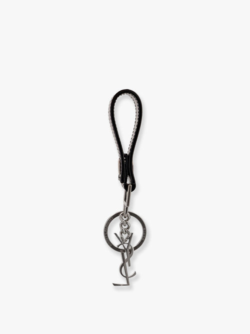 Saint Laurent Cassandre leather key ring - Nero