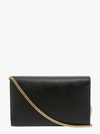 Saint Laurent Leather crossbody bag with metal Cassandre logo - Nero