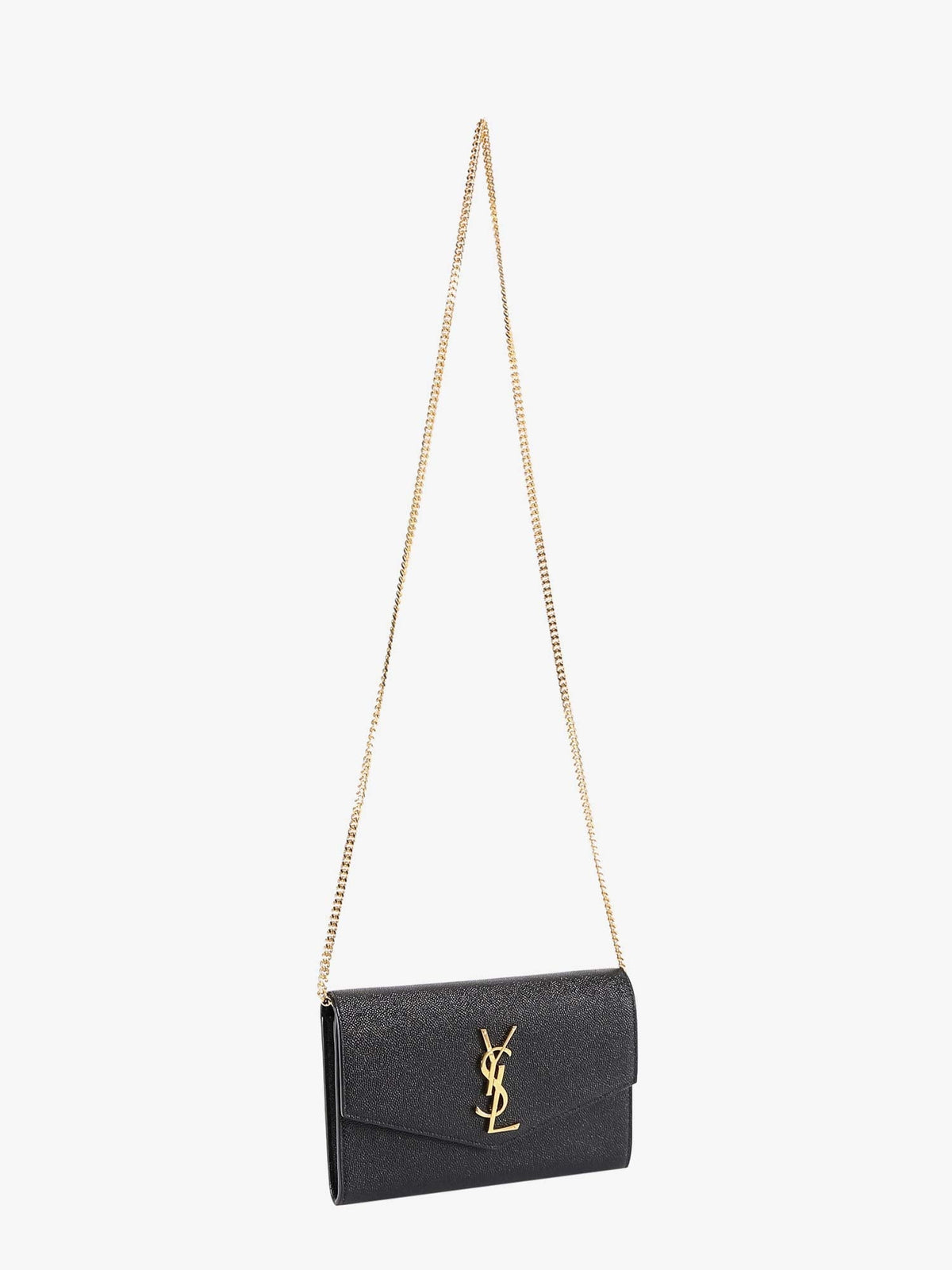 Saint Laurent Leather crossbody bag with metal Cassandre logo - Nero