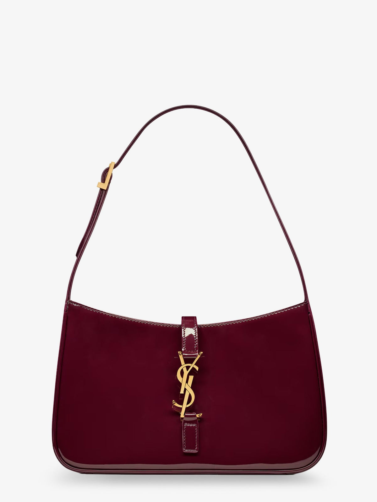 Saint Laurent LE 5 À 7 bordeaux patent leather shoulder bag - Dkredwine