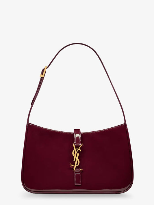 Saint Laurent Le 5 à 7 Bordeaux Patent Leather Shoulder Bag