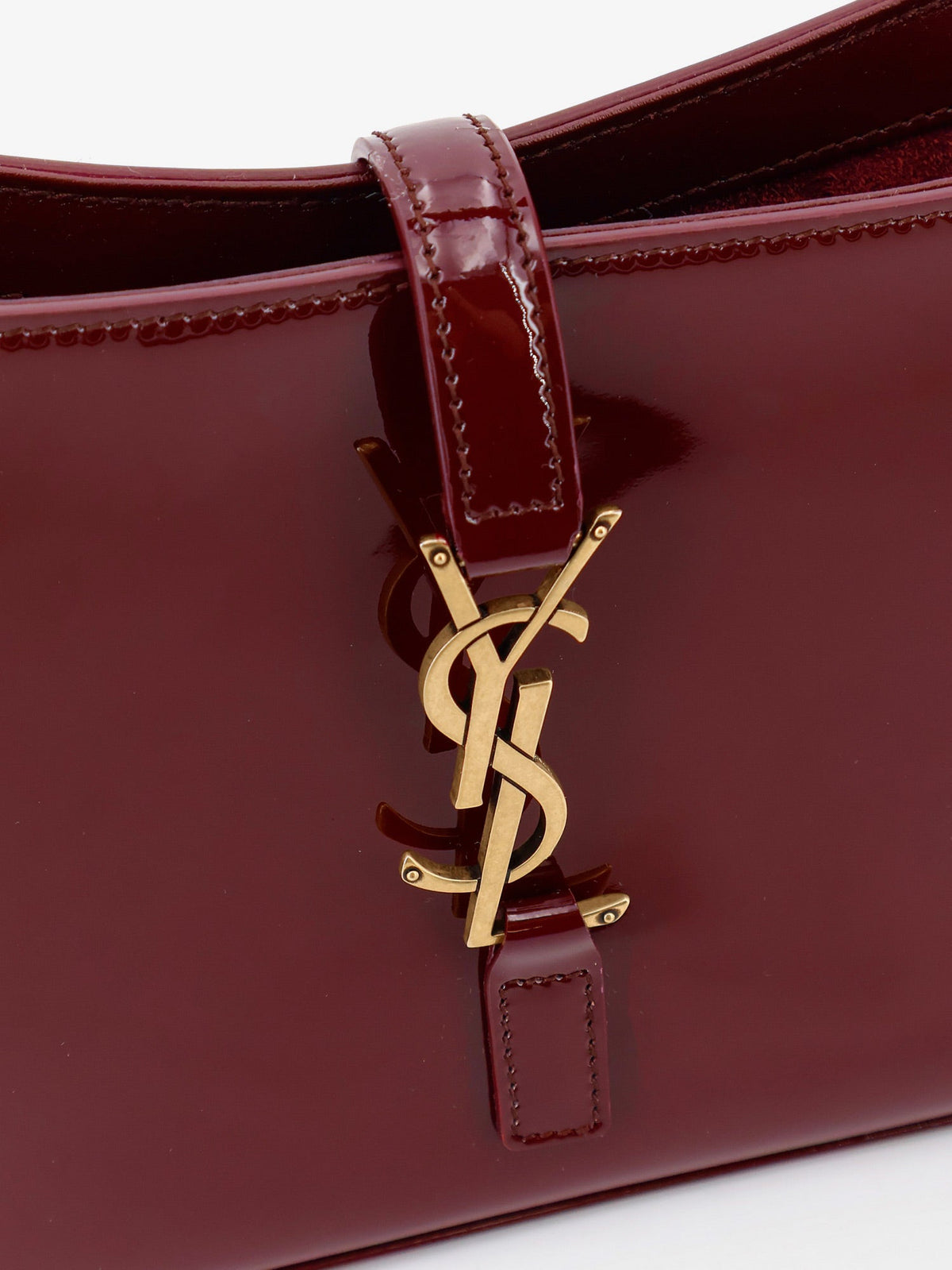 Saint Laurent LE 5 À 7 bordeaux patent leather shoulder bag - Dkredwine