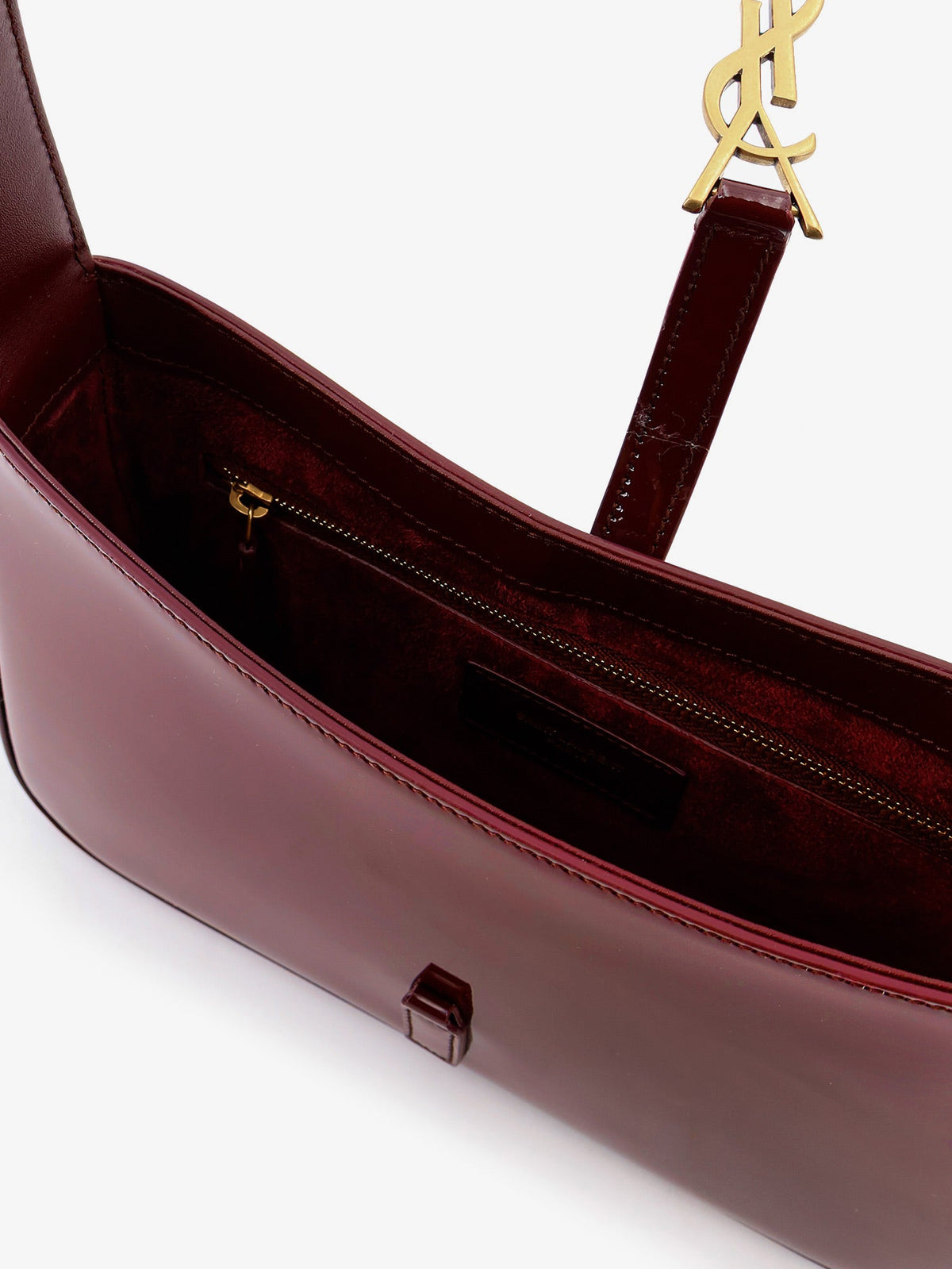 Saint Laurent LE 5 À 7 bordeaux patent leather shoulder bag - Dkredwine