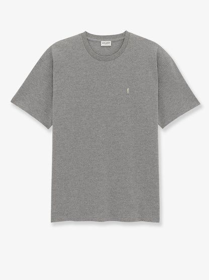 Saint Laurent Recycled material t-shirt with Cassandre embroidery - Gris Chine/Jaune