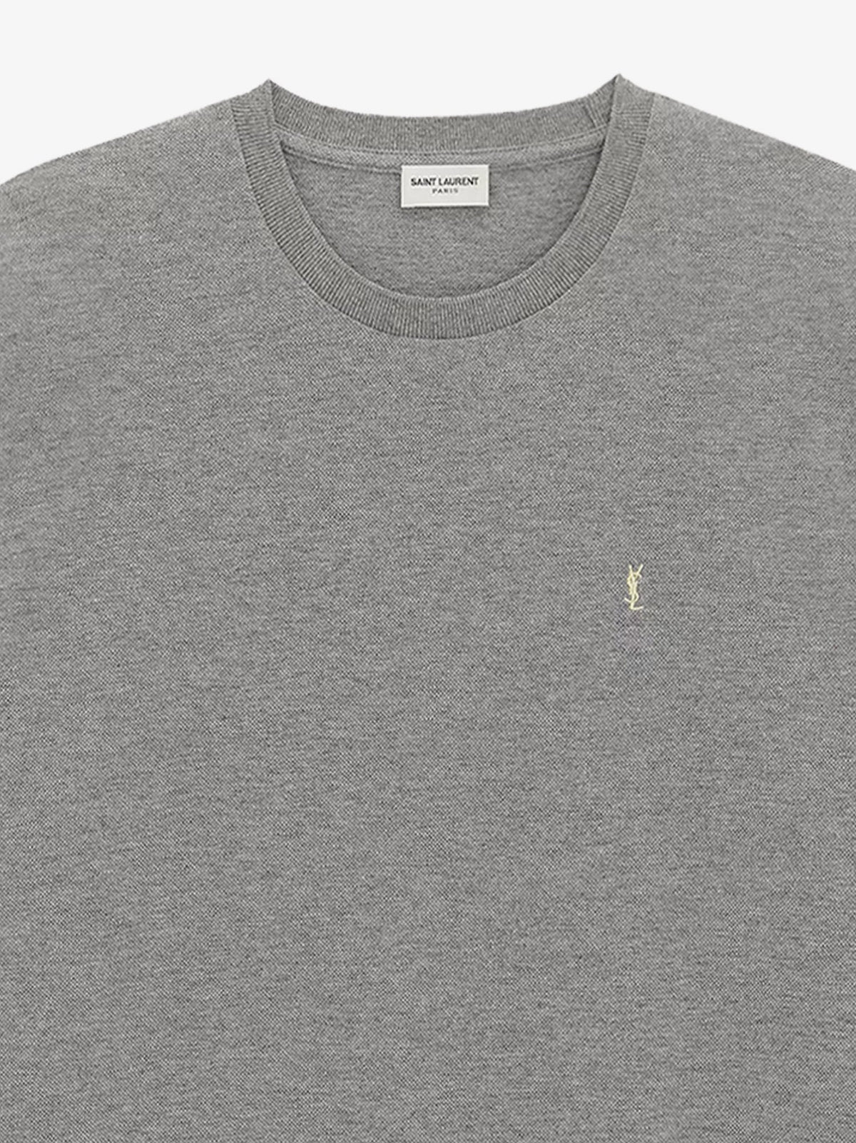 Saint Laurent Recycled material t-shirt with Cassandre embroidery - Gris Chine/Jaune