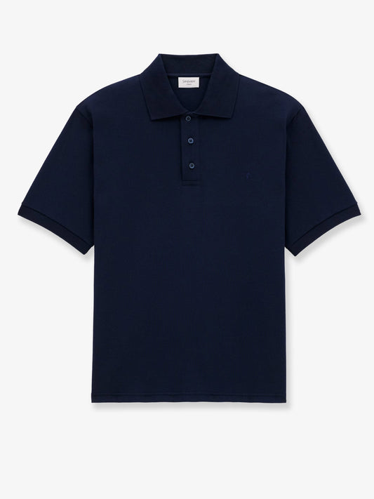 Saint Laurent Recycled material polo shirt with Cassandre embroidery - Marine