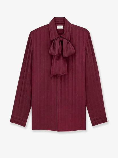 SAINT LAURENT - Cassandre Lavallière striped silk jacquard shirt