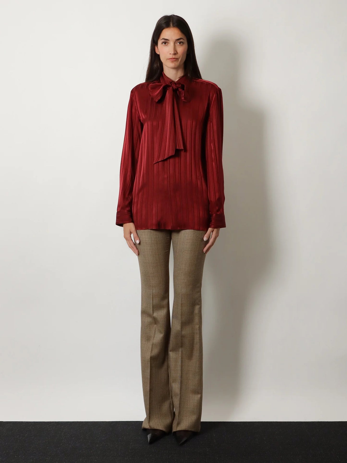 SAINT LAURENT - Cassandre Lavalli��re striped silk jacquard shirt