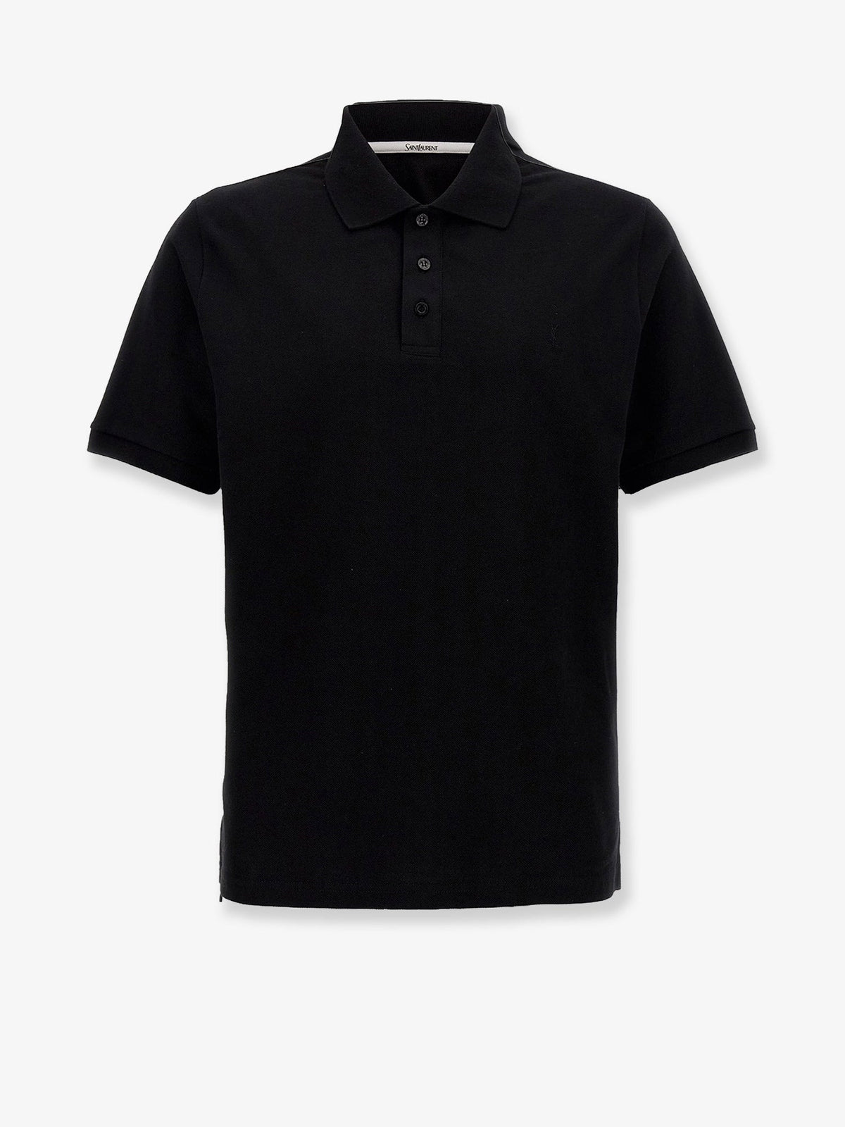 Saint Laurent Cotton blend polo shirt with Cassandre embroidery - Noir