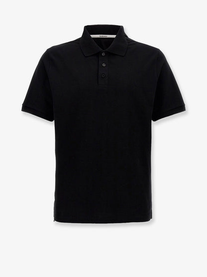Saint Laurent Cotton blend polo shirt with Cassandre embroidery - Noir