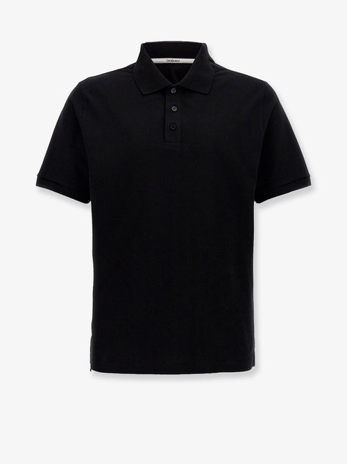 Saint Laurent Cotton blend polo shirt with Cassandre embroidery - Noir