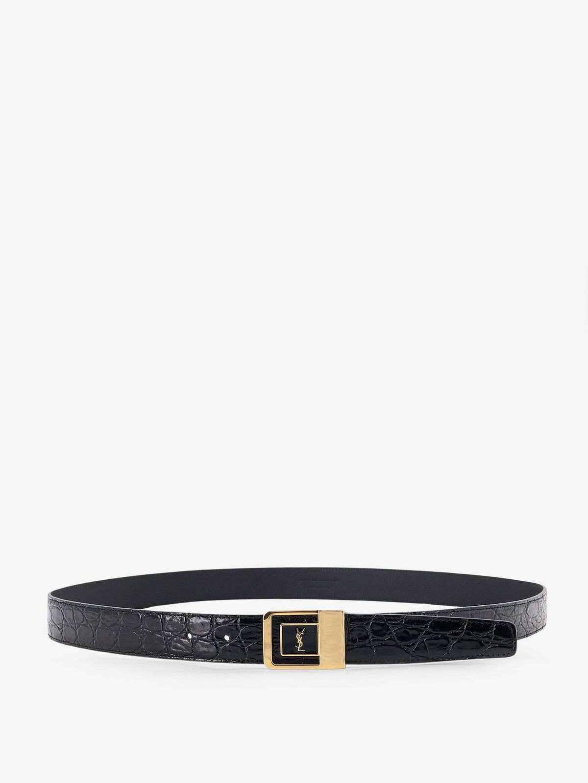 Saint Laurent La 66 crocodile-embossed leather belt - Nero