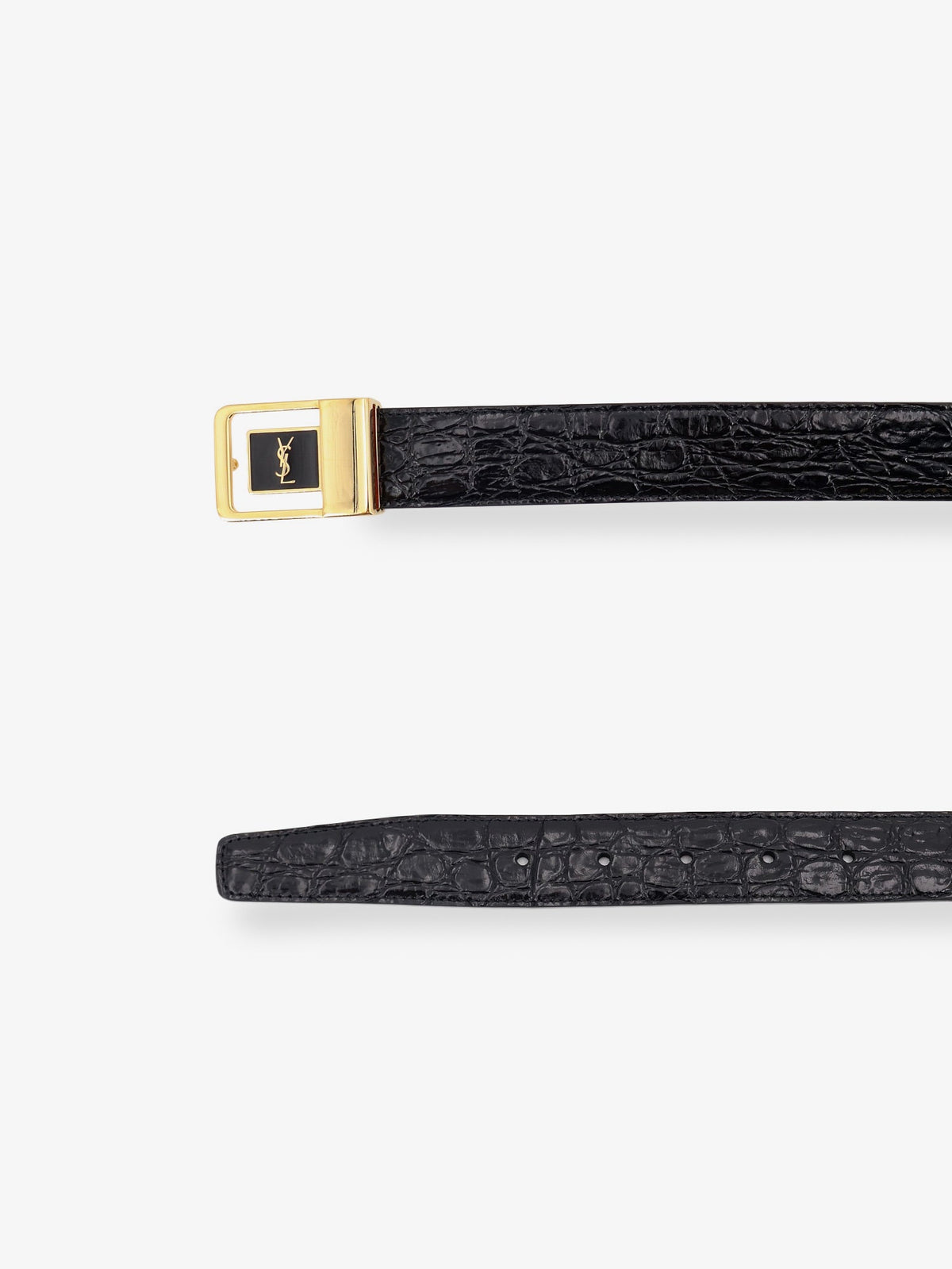 Saint Laurent La 66 crocodile-embossed leather belt - Nero