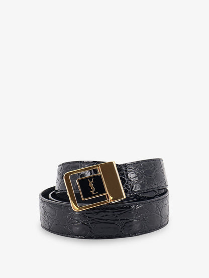 Saint Laurent La 66 crocodile-embossed leather belt - Nero