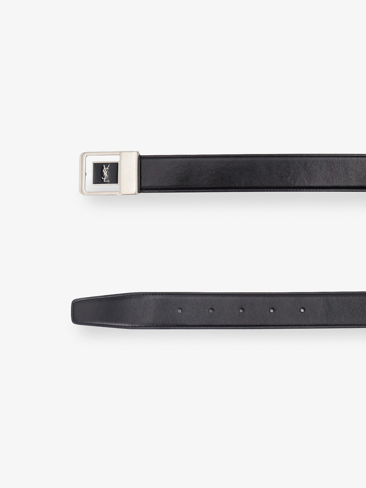 Saint Laurent La 66 leather belt with silver metal buckle - Nero