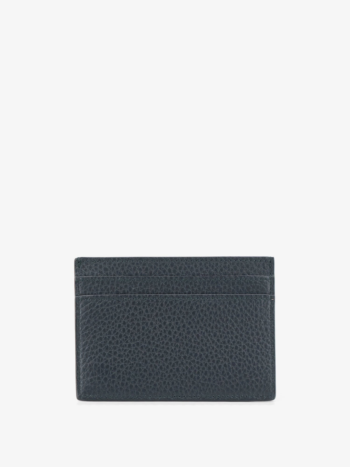 Saint Laurent Tiny Cassandre textured leather card holder - Greenultramarine