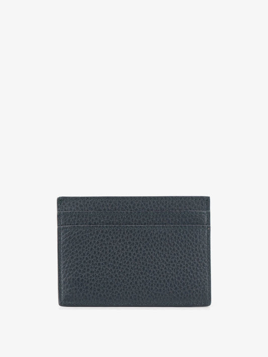 Saint Laurent Tiny Cassandre textured leather card holder - Greenultramarine