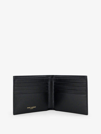 Saint Laurent Tiny wallet in hammered leather - Nero