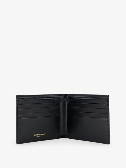 Saint Laurent Tiny wallet in hammered leather - Nero