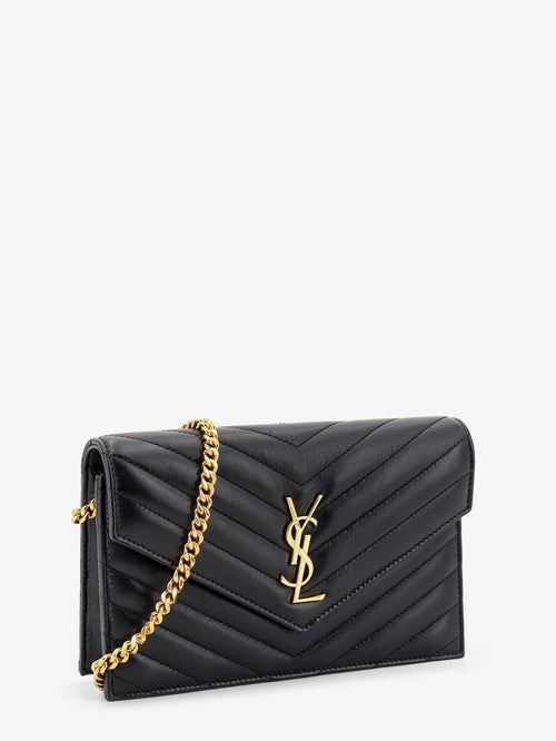 Saint Laurent Leather crossbody bag with metal Cassandre logo - Nero