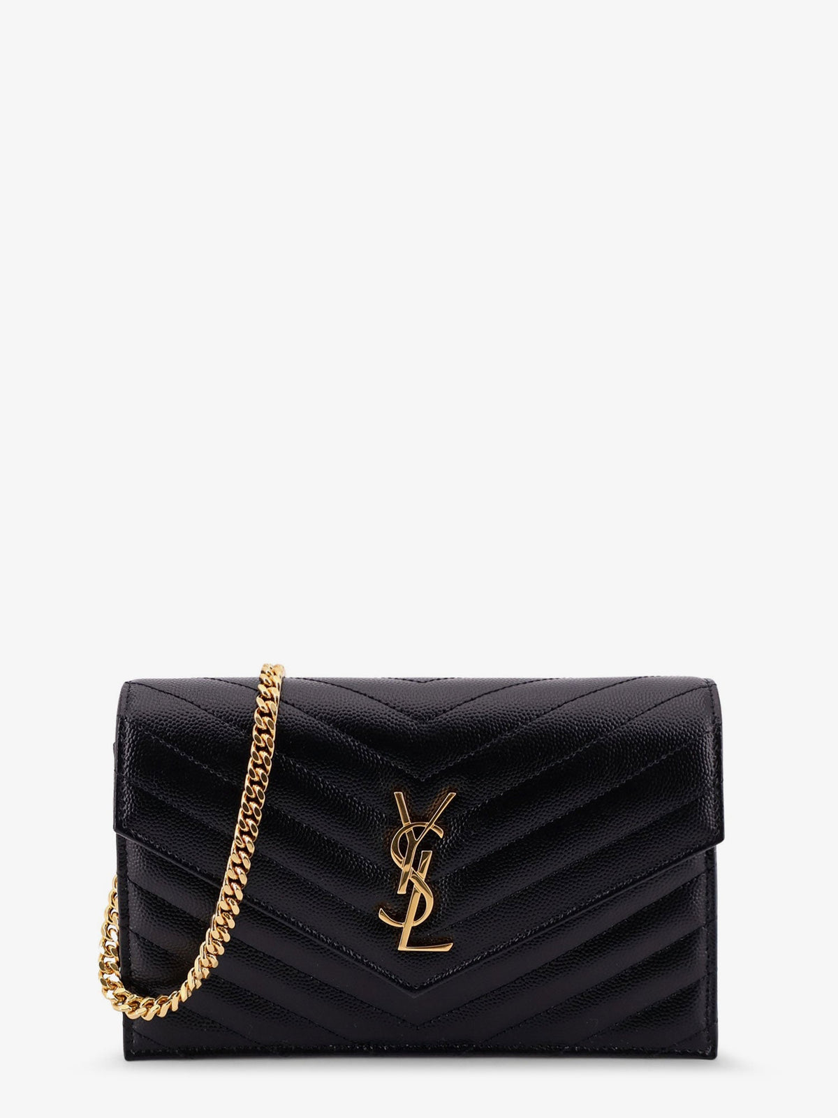 Saint Laurent Cassandre Envelope Clutch Crossbody  Bag with Chain - Nero