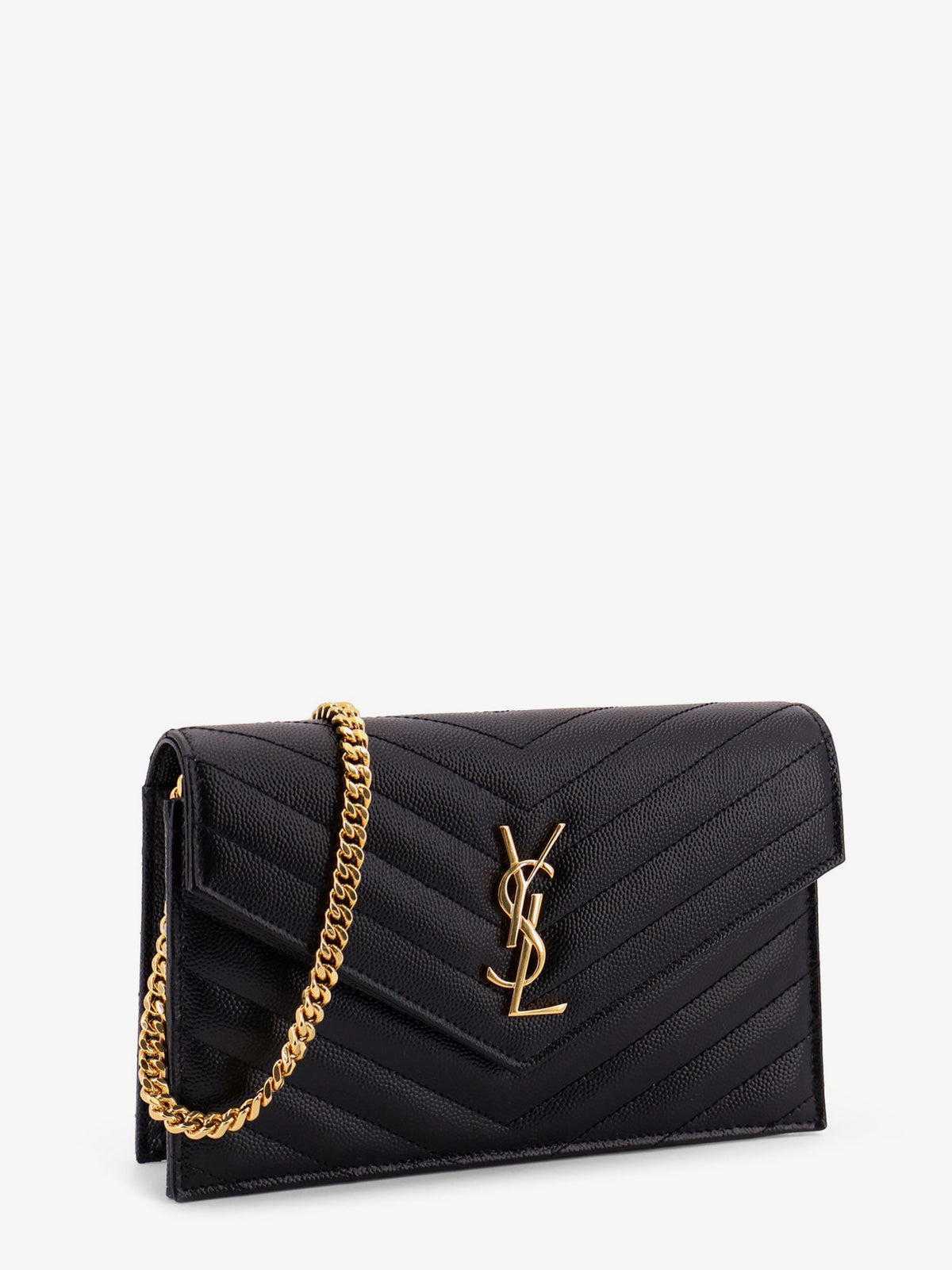 Saint Laurent Cassandre Envelope Clutch Crossbody  Bag with Chain - Nero