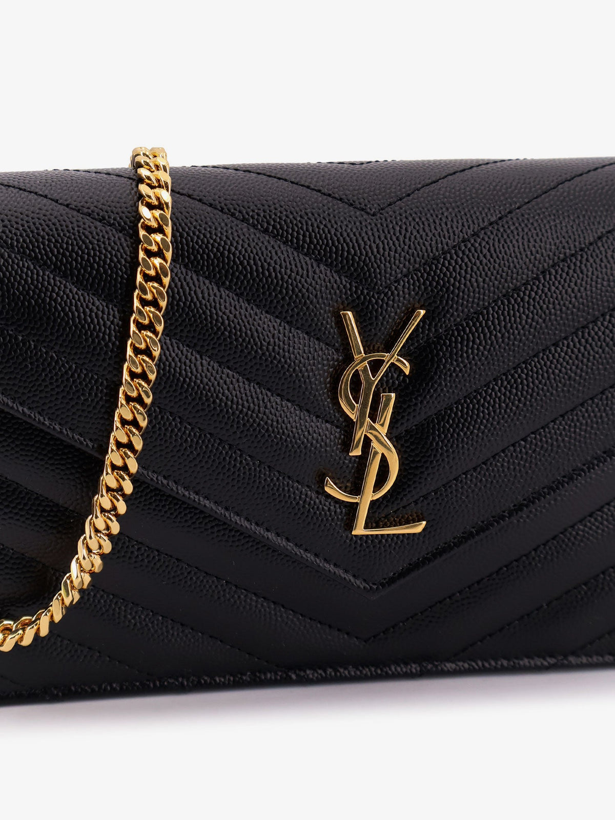 Saint Laurent Cassandre Envelope Clutch Crossbody  Bag with Chain - Nero