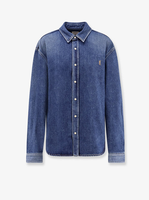 Saint Laurent Horizon Blue Cassandre Denim Shirt - Reef Blue