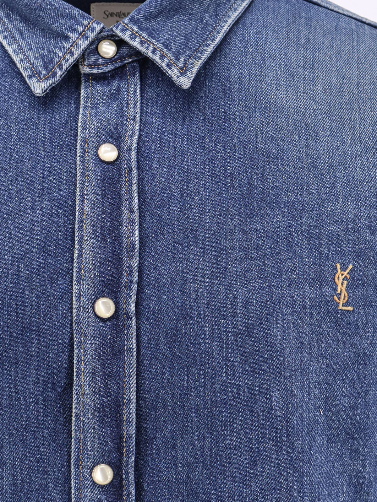 Saint Laurent Horizon Blue Cassandre Denim Shirt - Reef Blue