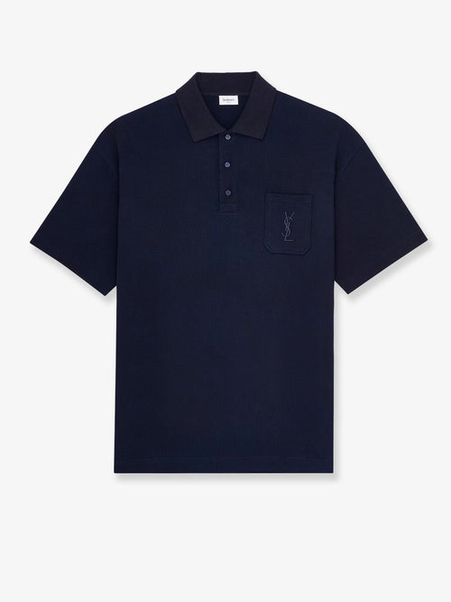 Saint Laurent Piqué cotton polo shirt - Bleuminuit