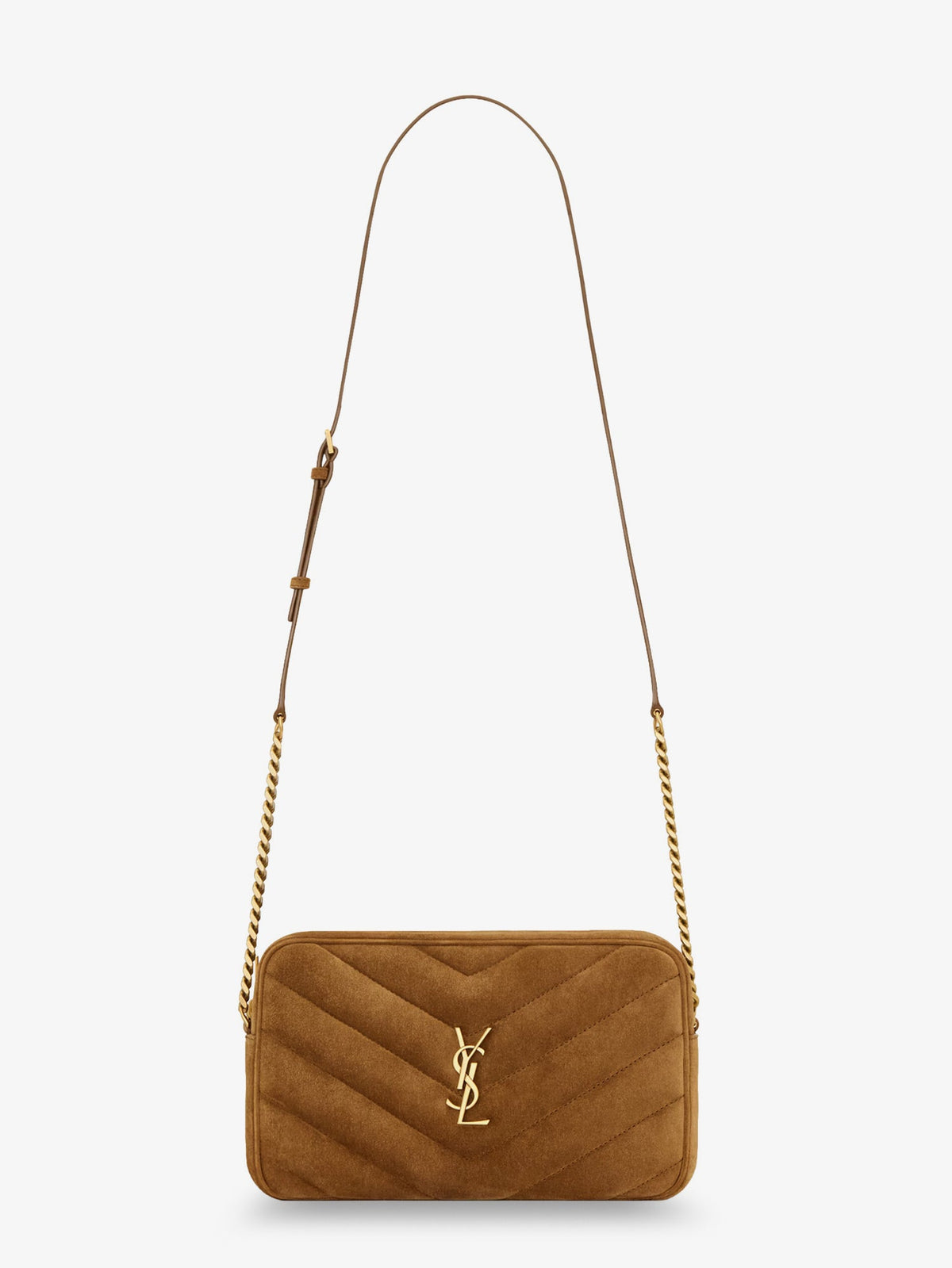 Saint Laurent Loulou suede crossbody bag with Cassandre logo on the front - Orangecaramelcogn