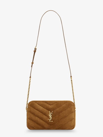 Saint Laurent Loulou suede crossbody bag with Cassandre logo on the front - Orangecaramelcogn