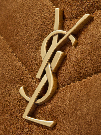Saint Laurent Loulou suede crossbody bag with Cassandre logo on the front - Orangecaramelcogn