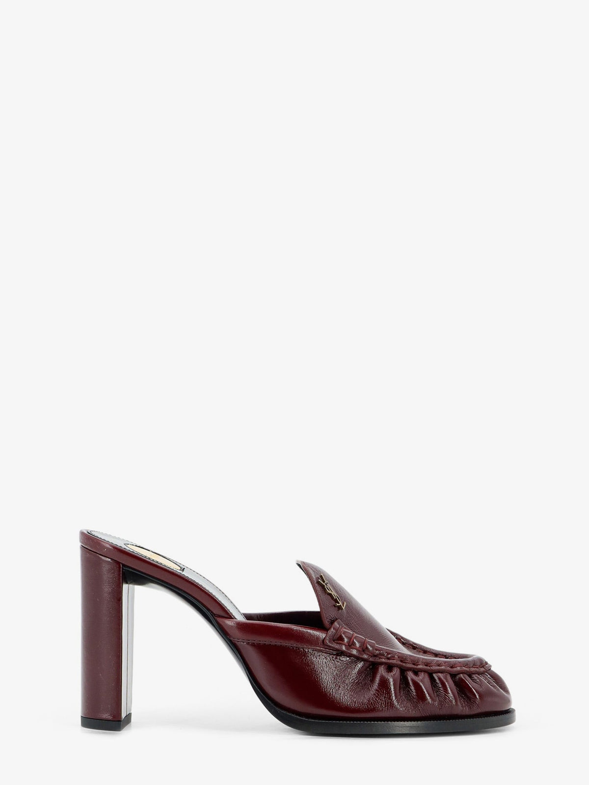 Saint Laurent Le Loafer leather sandals with metal Cassandre logo - Vintagebordeaux