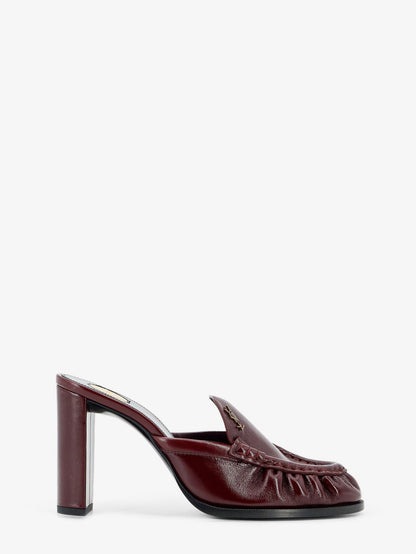 Saint Laurent Le Loafer leather sandals with metal Cassandre logo - Vintagebordeaux