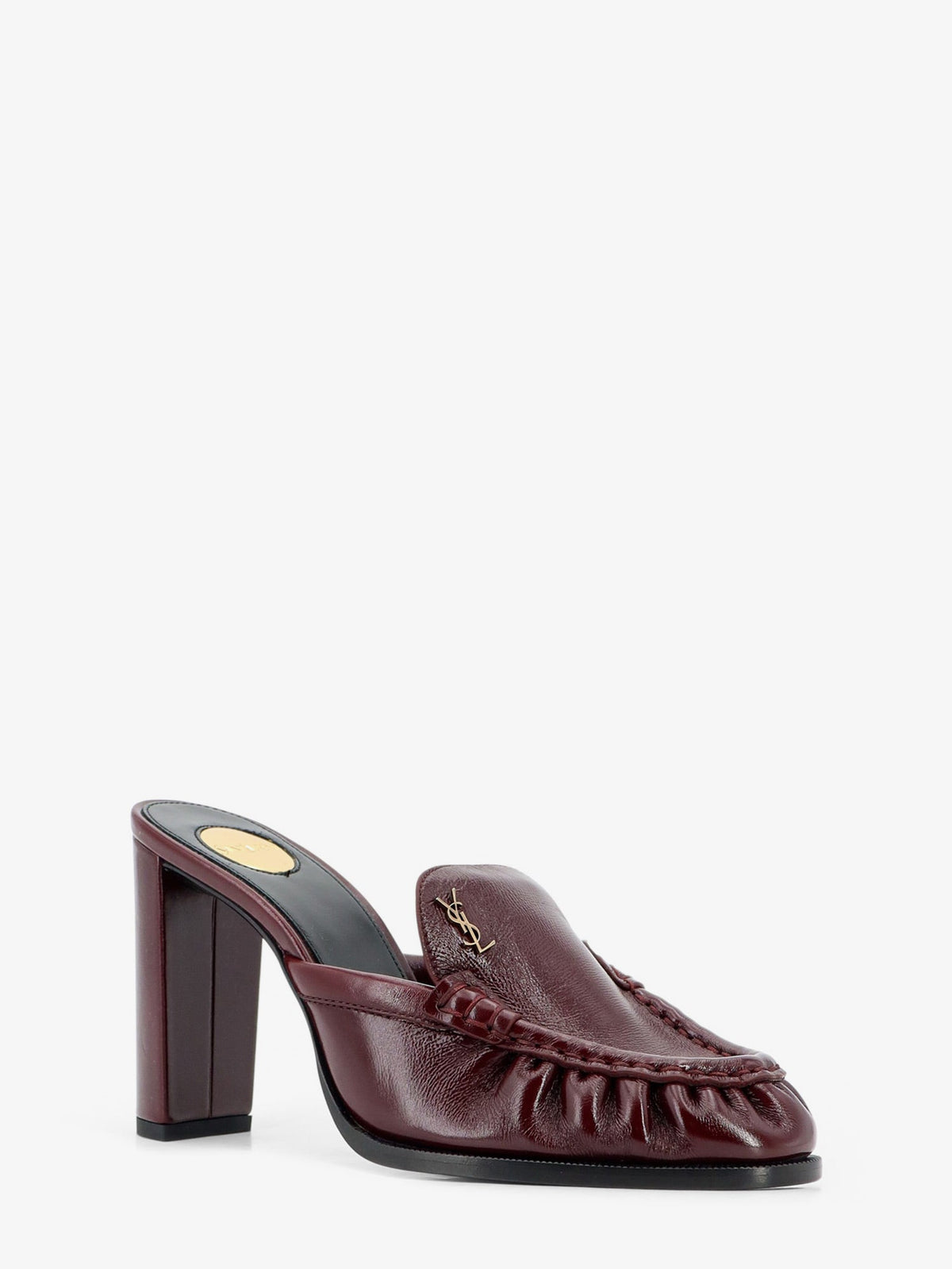 Saint Laurent Le Loafer leather sandals with metal Cassandre logo - Vintagebordeaux