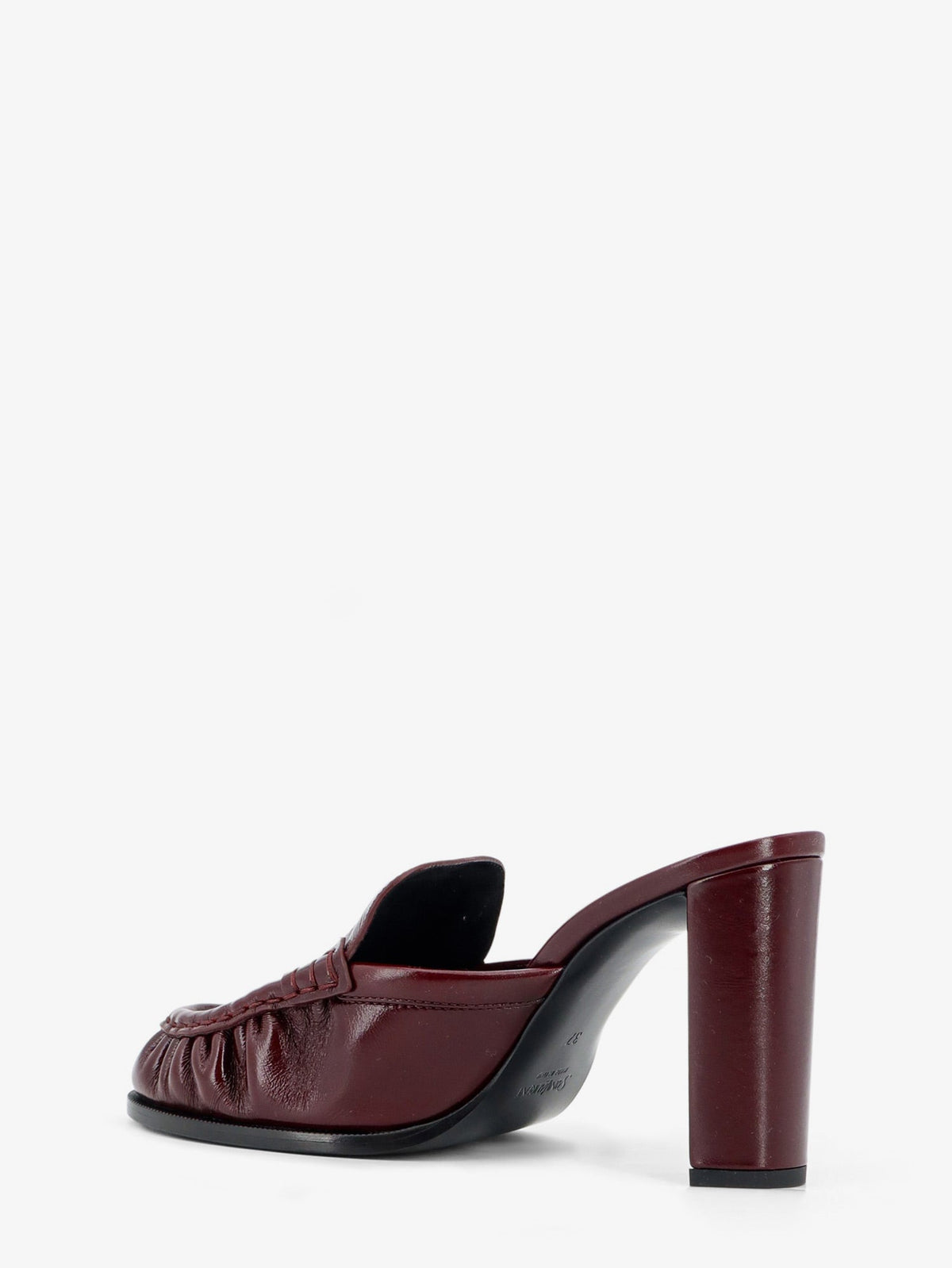 Saint Laurent Le Loafer leather sandals with metal Cassandre logo - Vintagebordeaux