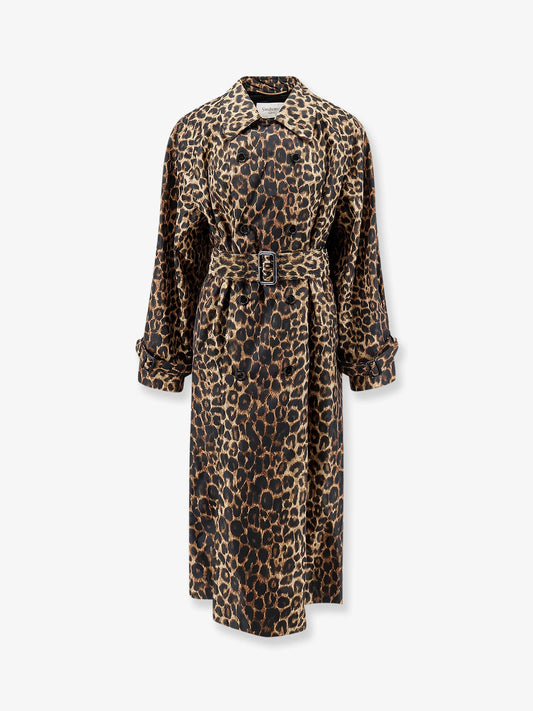 Saint Laurent Nylon Trench With Animal Print