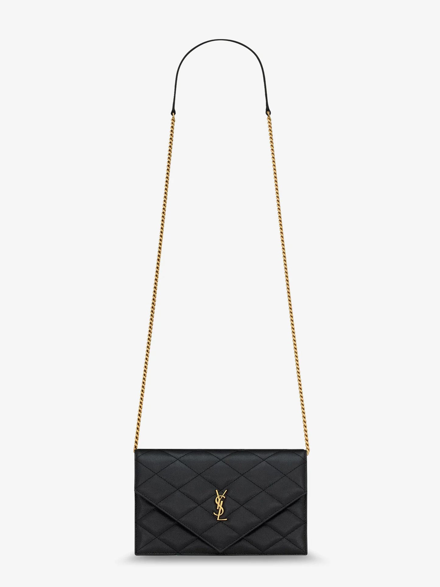 SAINT LAURENT - Paris leather crossbody bag with metal Cassandre logo