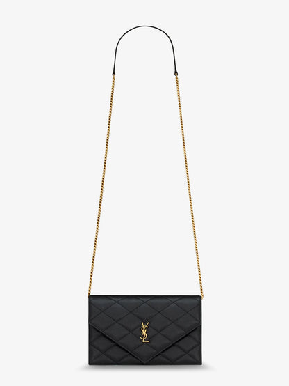SAINT LAURENT - Paris leather crossbody bag with metal Cassandre logo