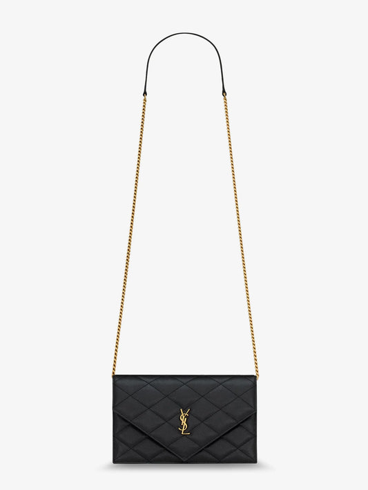 Saint Laurent Paris Leather Crossbody Bag With Metal Cassandre Logo