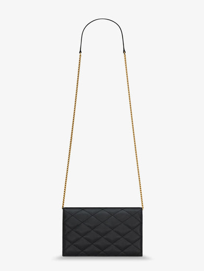 SAINT LAURENT - Paris leather crossbody bag with metal Cassandre logo