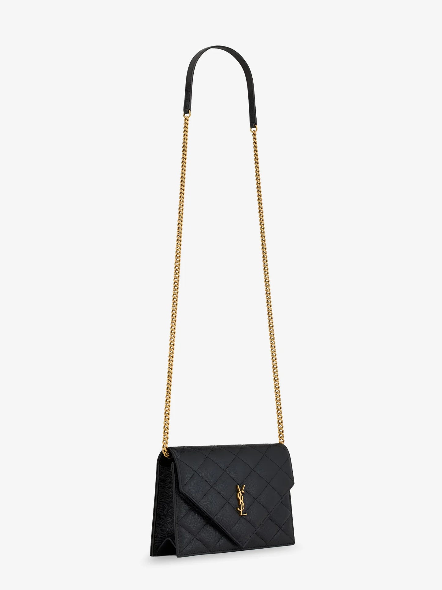 SAINT LAURENT - Paris leather crossbody bag with metal Cassandre logo
