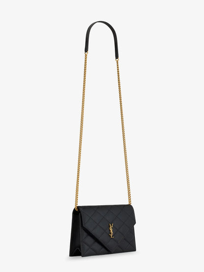 SAINT LAURENT - Paris leather crossbody bag with metal Cassandre logo