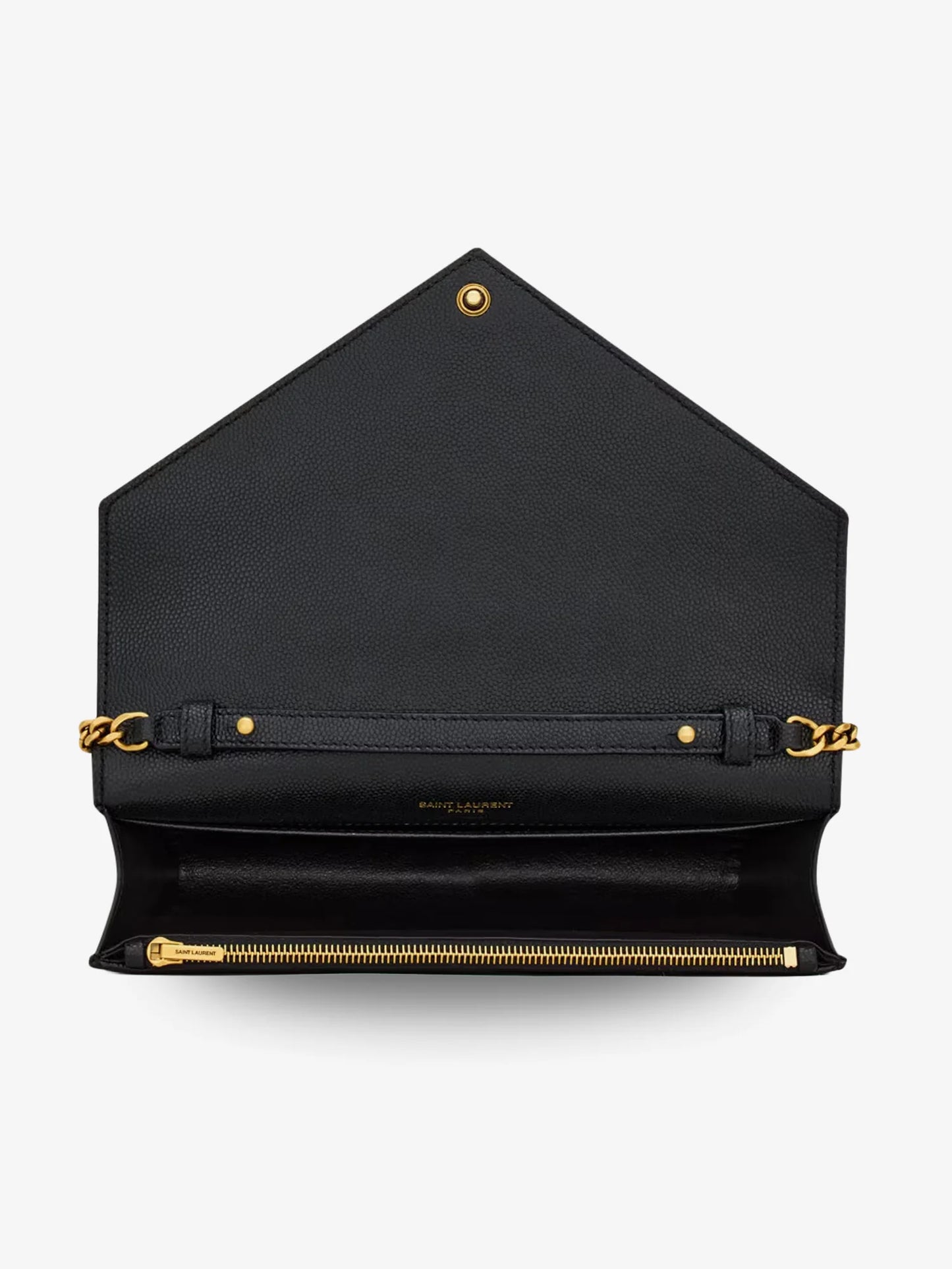 SAINT LAURENT - Paris leather crossbody bag with metal Cassandre logo