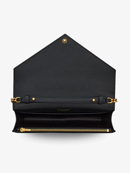 SAINT LAURENT - Paris leather crossbody bag with metal Cassandre logo