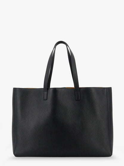 Saint Laurent Leather shopping bag with front logo - Nerorusticcamel