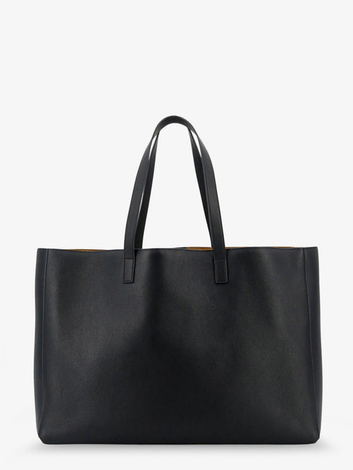 Saint Laurent Leather shopping bag with front logo - Nerorusticcamel