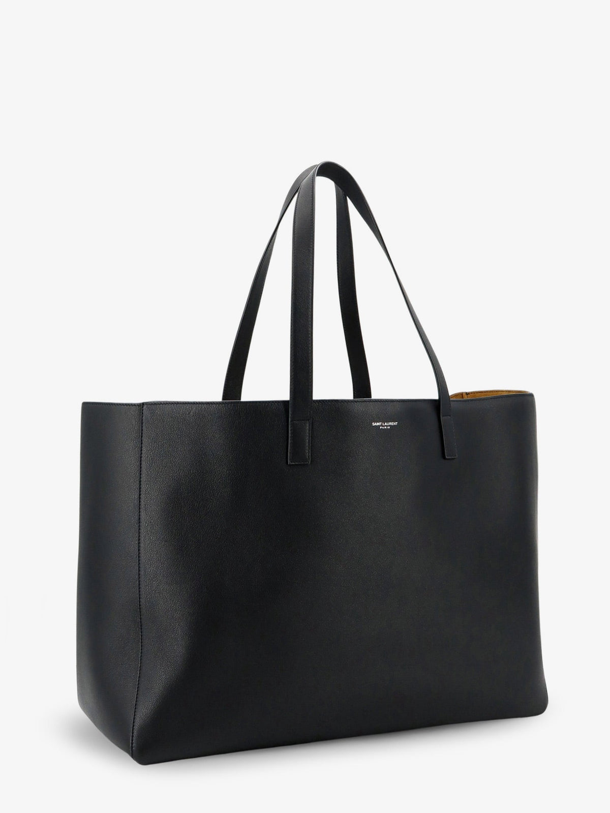 Saint Laurent Leather shopping bag with front logo - Nerorusticcamel