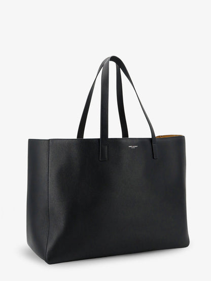 Saint Laurent Leather shopping bag with front logo - Nerorusticcamel